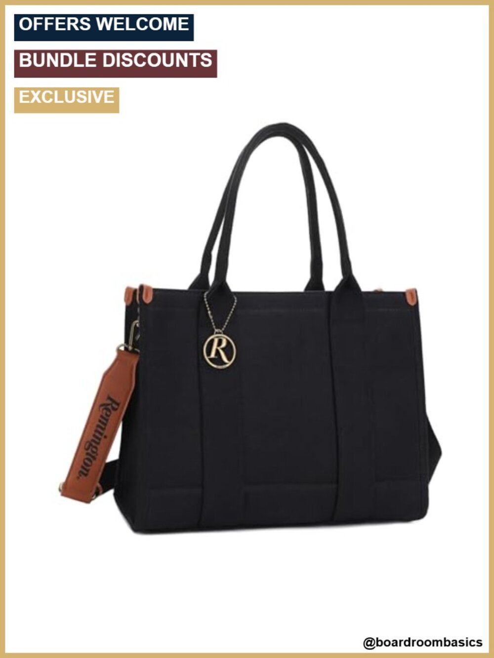 Canvas Tote Bag Lockable Compartment Detachable Strap Work Travel